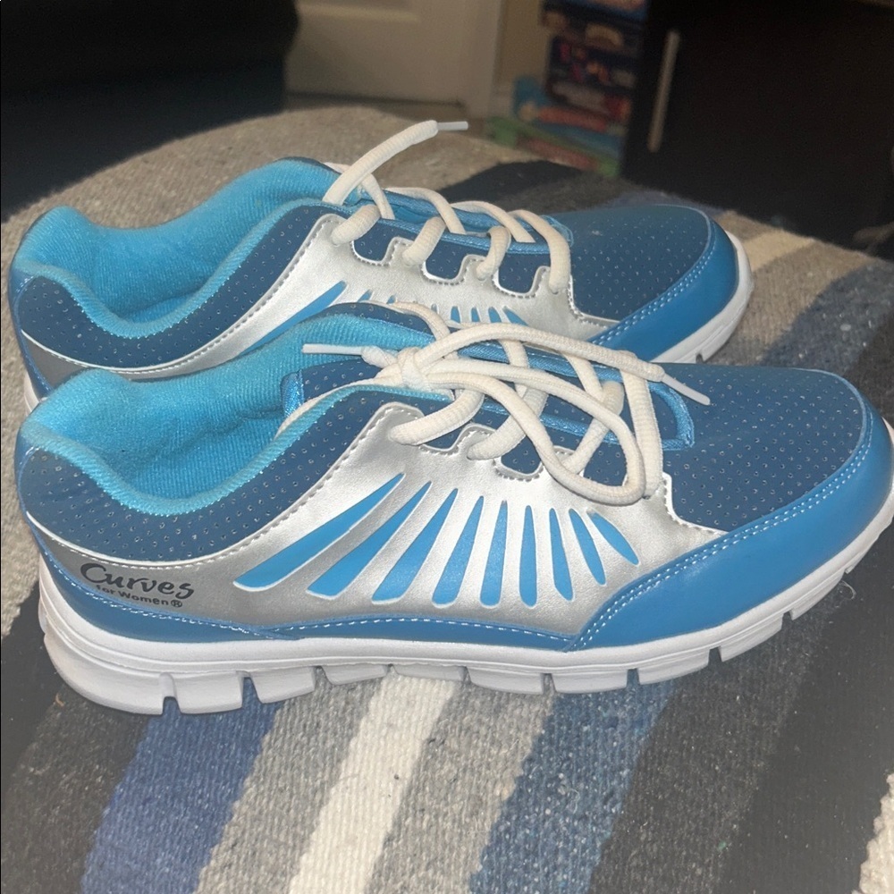 Curves comfy Blue and Silver Athletic Shoes